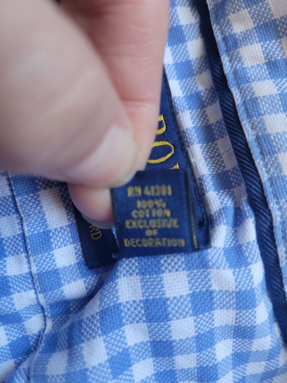 Polo Ralph Lauren Luxury Oxford Blue Gingham Long Sleeve Button Down Shirt Sz L - Picture 8 of 8